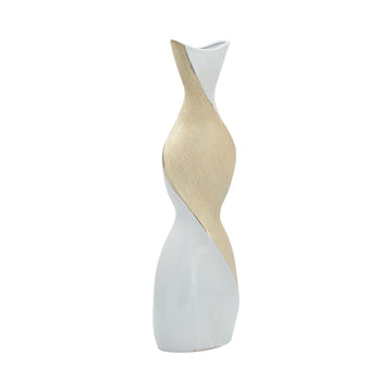 Twisted Vase - White / Gold