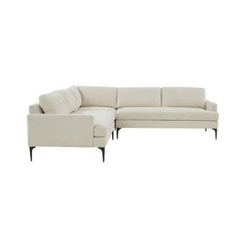 Serena - Velvet L-Sectional With Black Legs