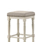 Tasnim - Stool (Set of 2) - Tan Fabric & Antique White Finish