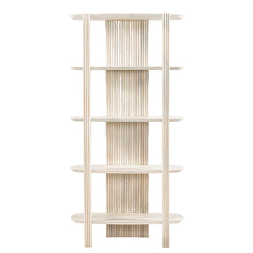 Catalina Fluted Wood Etagere 71" - Cream