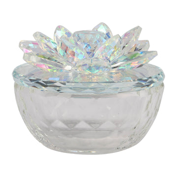 Glass Trinket Box With Rainbow - Clear