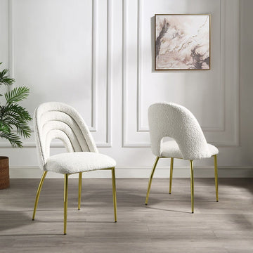 Fadri - Side Chair (Set of 2) - Teddy Sherpa & Mirrored Gold