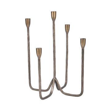 16" Forged 5-Taper Candle Holder - Bronze