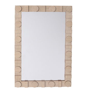 Rectangle Mirror With Circle Details - Natural