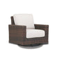 Montecito - Swivel Rocker Club Chair, With Self Welt - Canvas Flax / Dark Brown