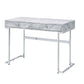 Tigress - Writing Desk - White Printed Faux Marble & Chrome Finish