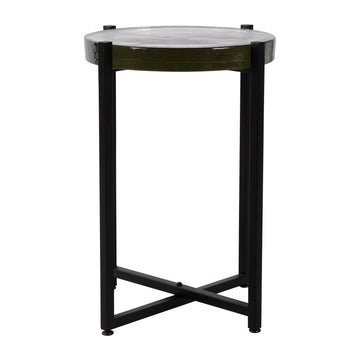 Metal / Glass Side Table 17 x 22" - Black