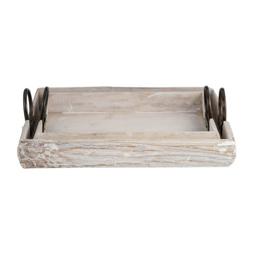 Wood Trays 19 / 13 / 5" (Set of 2) - White