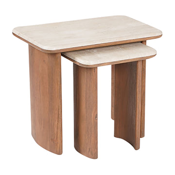 18/21" Nested Travertine Side Tables (Set of 2) - Brown