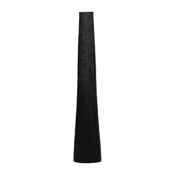 Metal 58" Ribbed Floor Vase - Black