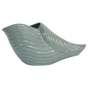 Seaside Ceramic Shell Planter 17" - Blue