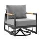 Crown - Outdoor Patio Swivel Glider Lounge Chair With Cushions - Black / Teak