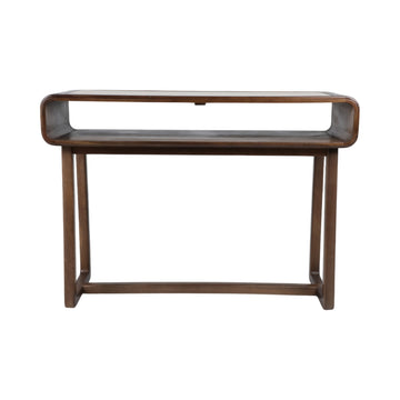 Travertine Inlay Console Table - Brown