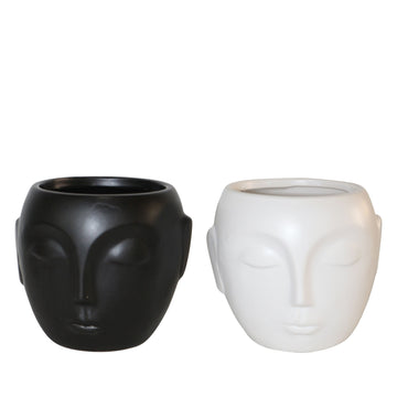 Face Candle 5" 9 Oz (Set of 2) - Black / White