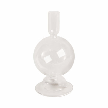 Glass Bubble Taper Candle Holder 7" - Clear