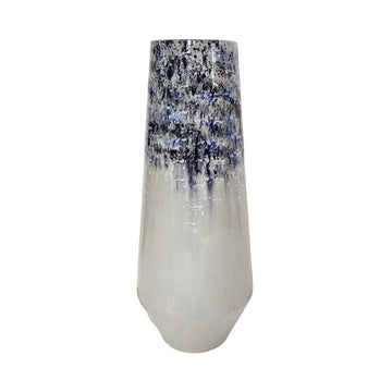 18" Tapered Bottom Vase Arctic Finish - White / Blue