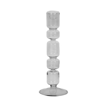 10" Mixed Bubble Taper Candleholder - Smoke