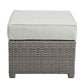 Salena - Patio Sofa & Ottoman - Beige Fabric & Gray Wicker - 26"