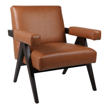Faux Leather Scandinavian Chair - Brown