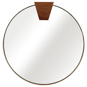 47" X 47" Round Wood Piece Mirror - Gold