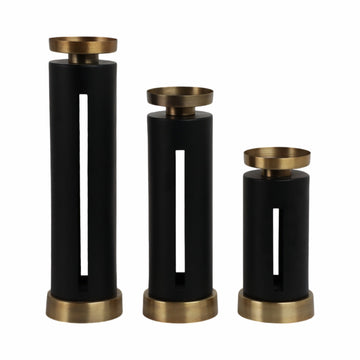 9/12/15" Hibbing Candlesticks (Set of 3) - Black And Gold