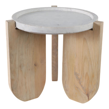 Marble Top Accent Table With Curved Legs - White
