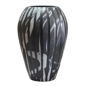 19" Minerva Large Glass Vase - Black / White