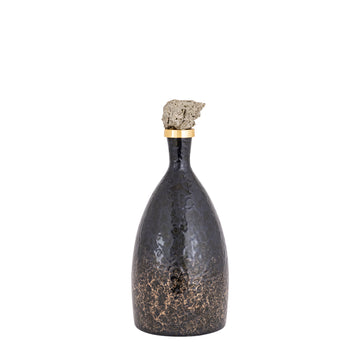 15" Arielle Small Pyrite Stone And Glass Bottle - Black