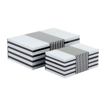 Striped Boxes (Set of 2) - Black / White