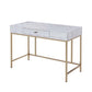 Piety - Vanity Desk - Silver PU & Champagne Finish