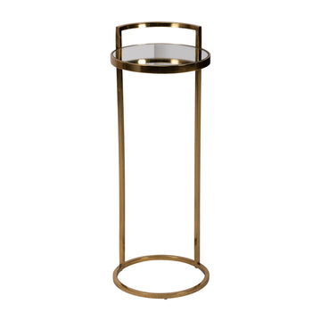 Metal Drink Table With Mirror Top 10"x26" - Gold