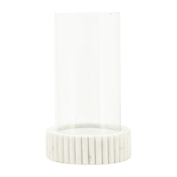 Marble Hurricane Holder 11" - White