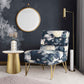 Kelly - Floral Velvet Chair - Dark Gray