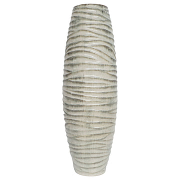 Decorah Large Ceramic Ribbed Vase 30" - Beige