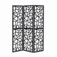 Nailan - 3-Panel Room Divider Folding Screen Open Mosaic - Black