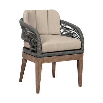 Orbit - Outdoor Patio Dining Chair - Weathered Eucalyptus / Taupe