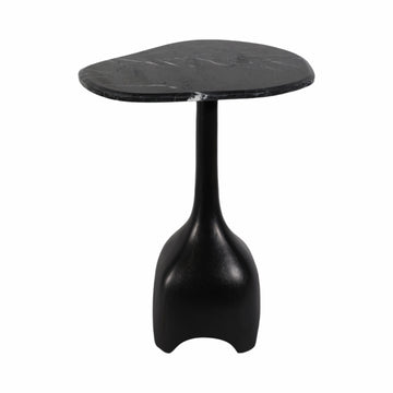 21" Curved Top Marble Accent Table - Black