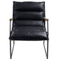 Luberzo - Accent Chair - Distress Espresso Top Grain Leather & Matt Iron Finish