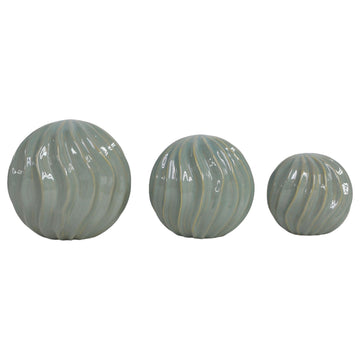 Seaside Blue Ceramic Deco Balls 4/5/6" (Set of 3) - Gray