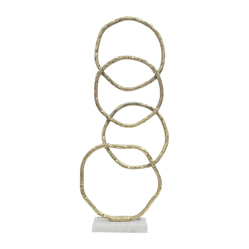 Metal 31" Multiple Ring With Marble Base - Gold