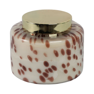 7" Cinnamon Speckle Lidded Candle - White / Orange