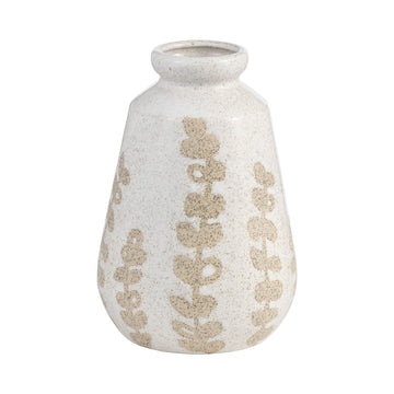 Ceramic Botanical Vase 8" - Ivory