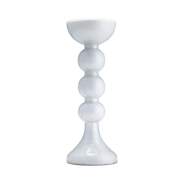 Glass Bubbly Candle Holder 15" - White Enam