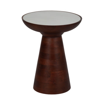 Wood Accent Table Marble Top 20" - Walnut / White