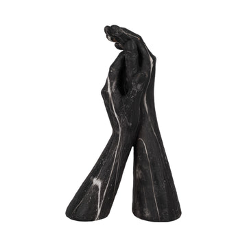 13" Marbled Hands Sculpture - Black / White