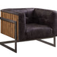 Sagat - Accent Chair - Antique Ebony Top Grain Leather & Rustic Oak