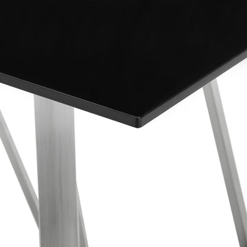 Cressida - Glass And Stainless Steel Rectangular Dining Room Table - Black / Brushed