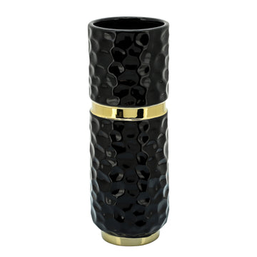 Belted Vase 5x13" - Black / Gold