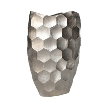 Metal Honeycomb Vase 20" - Siver