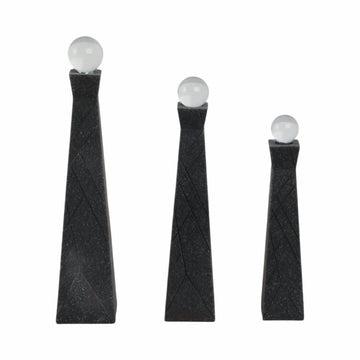 10/12/14" Liege Resin Bottles (Set of 3) - Black Quartz